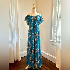 Taylor Blue and White Floral Dress